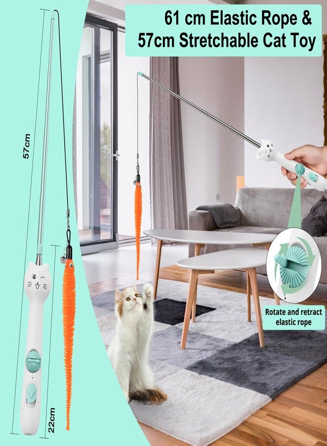 TBTeek Cat Toy, 2in1 Light and Retractable Pole with Feather, Rechargeable, Long Range 5 Modes, Interactive Toy for Indoor Cat Kitten Dog - Image 4