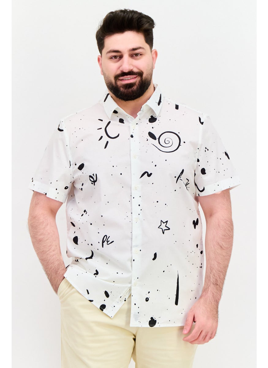 Men Stretch Fit Allover Print Short Sleeve Casual Shirt, White - pzsku/Z687B38754A073A01FF2FZ/45/_/1737641985/cf982aed-a171-4e69-bcae-ffa18090cb51