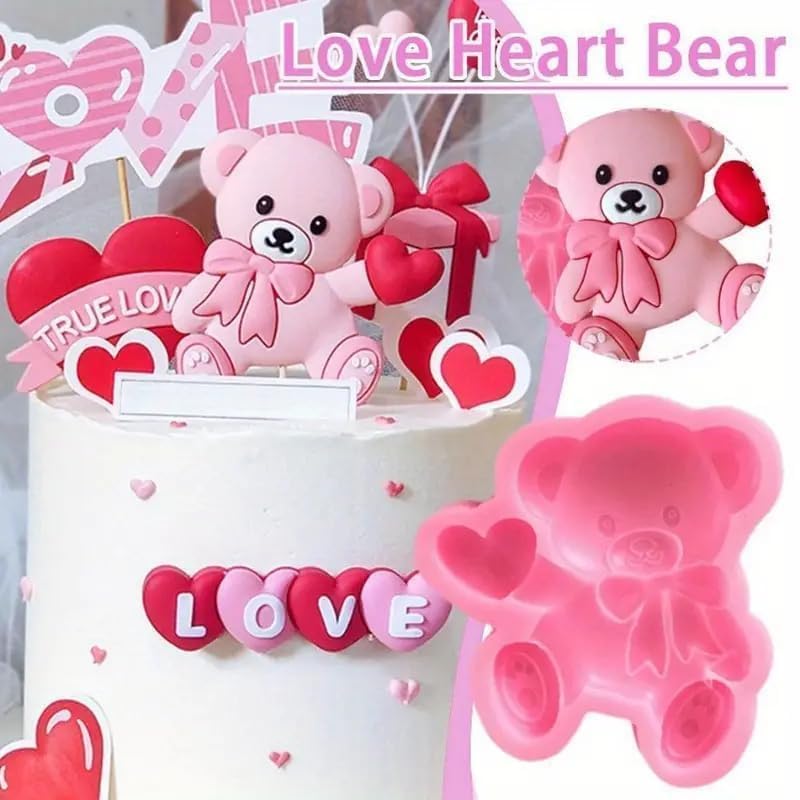 LEGACYCART 3D Teddy Bear with Heart and Love Bear Hugging Shape Candle Silicone Molds for Scented Candle Making DIY Aromatherapy Candles Wax Soap Plaster Polymer Clay Decoration Pack of 2 - Image 3