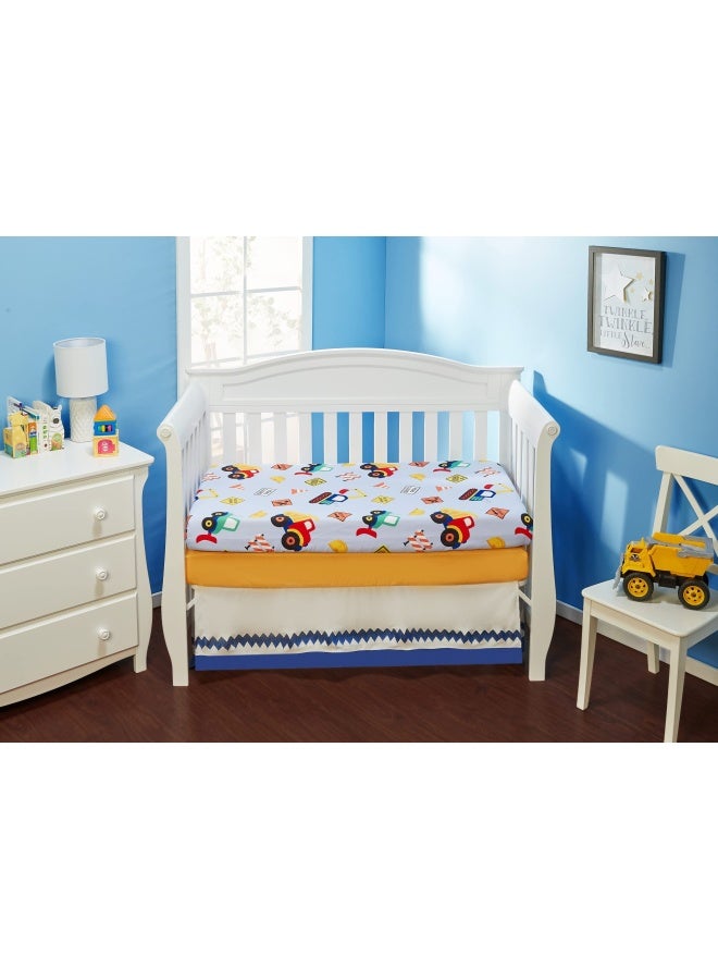 2 Pack Fitted Boys Crib Sheet 100 Soft Breathable Microfiber Baby Sheet Fits Standard Size Crib Mattress 28In X 52In Nursery Sheet Construction Gold - Image 3