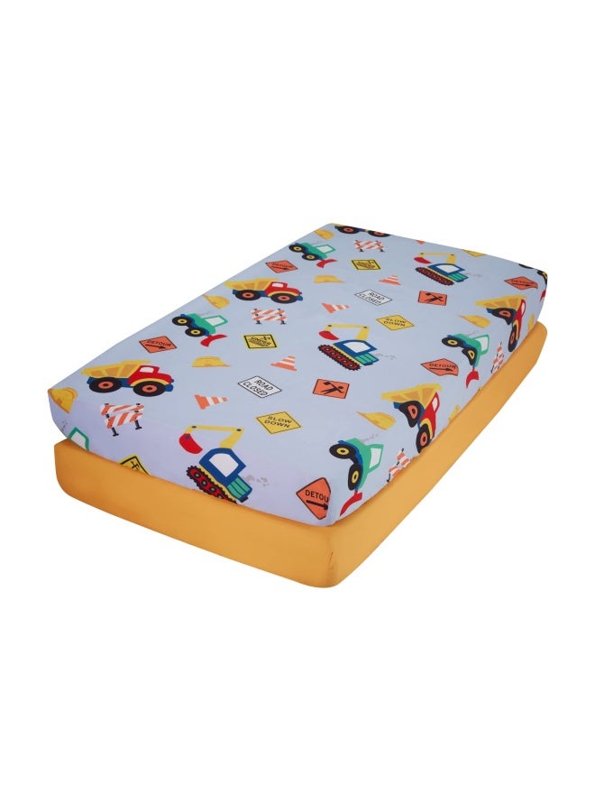 2 Pack Fitted Boys Crib Sheet 100 Soft Breathable Microfiber Baby Sheet Fits Standard Size Crib Mattress 28In X 52In Nursery Sheet Construction Gold - Image 2