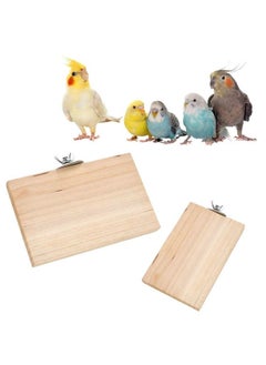 Sage Square Wooden Stand Platform Made Of Natural Wood Combo Of Two (3 * 4 & 6 * 4.5 Inches) Rectangle Shaped Perch Stand, Cage Accessories, Gym, Playful Toy, Suitable For Birds, Parrots, Budgies  - Image 1