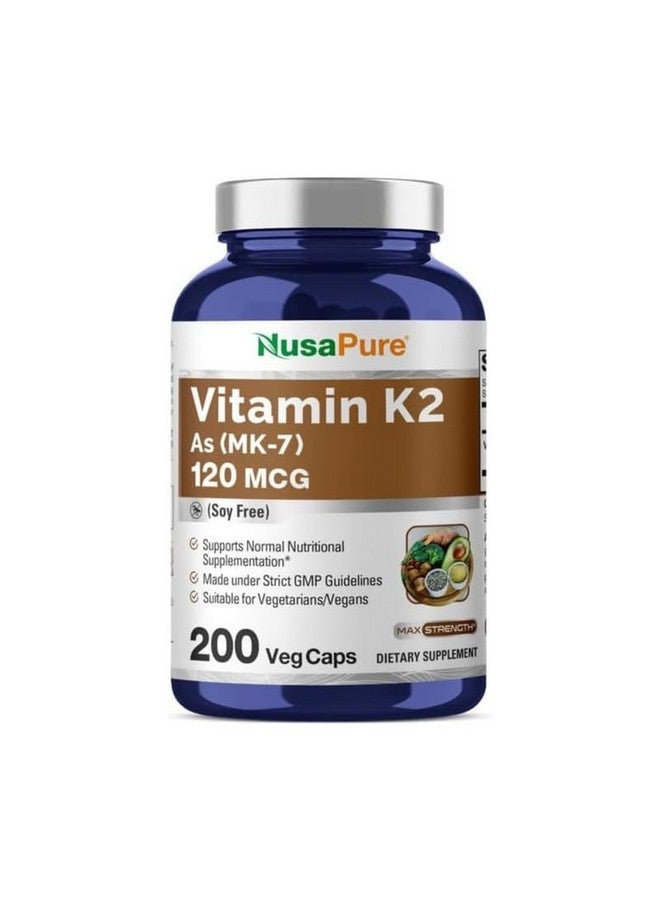 NusaPure NusaPure Vitamin K2 MK7 120 mcg 200 Veggie Caps (Soy Free, Non-GMO, Vegan) - Image 1