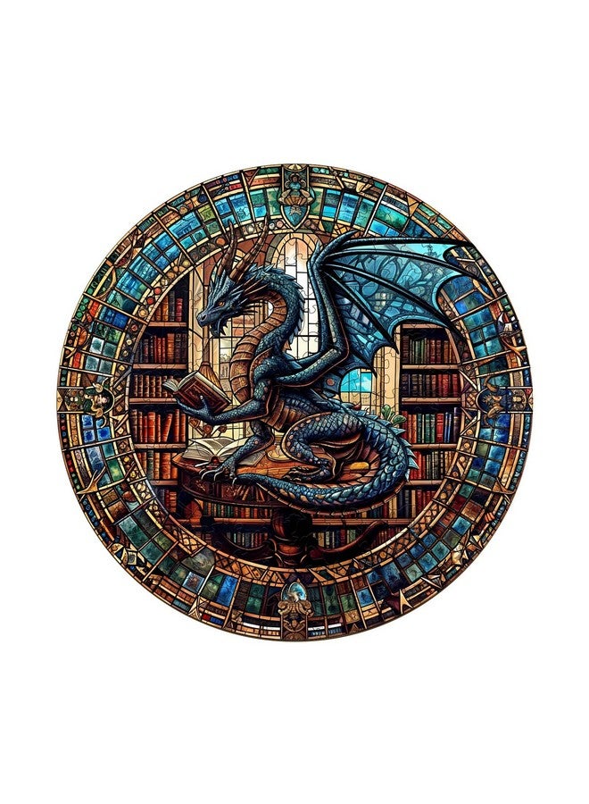 Woodbests Wooden Puzzles For Adults (100 Piece, S, 8.5"X8.5") Dragon'S Library Puzzle Adult Puzzles, Wooden Jigsaw Puzzles Unique Shape, Birthday Gifts For Adults Family Game - Image 1