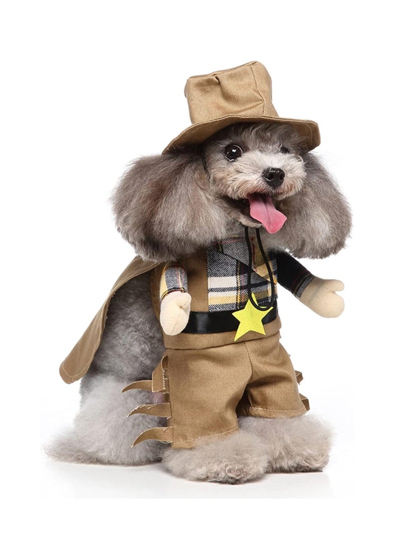 Cowboy Pet Costume with Hat Dog Costume Funny Pet Clothing Special Events Costume for Small Dog Cat - Image 3