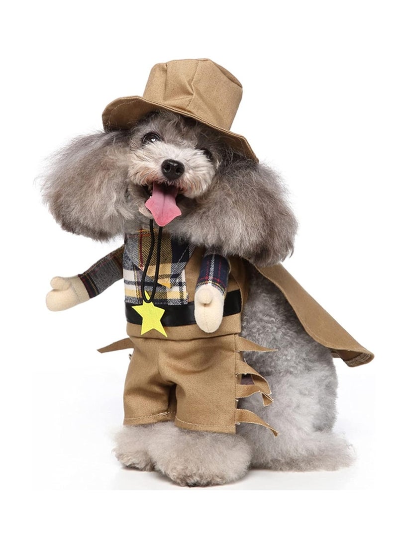 Cowboy Pet Costume with Hat Dog Costume Funny Pet Clothing Special Events Costume for Small Dog Cat - Image 1