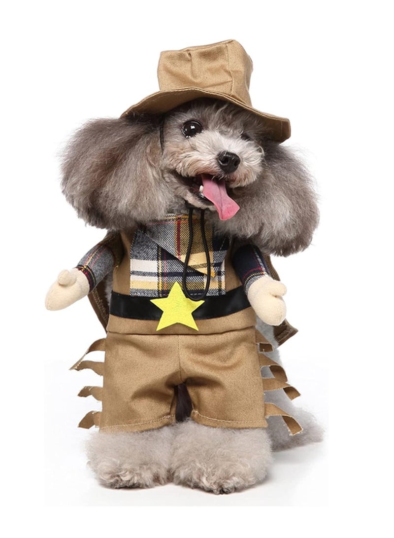 Cowboy Pet Costume with Hat Dog Costume Funny Pet Clothing Special Events Costume for Small Dog Cat - Image 2