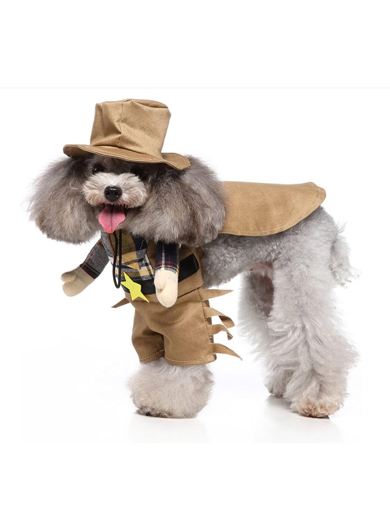 Cowboy Pet Costume with Hat Dog Costume Funny Pet Clothing Special Events Costume for Small Dog Cat - Image 4