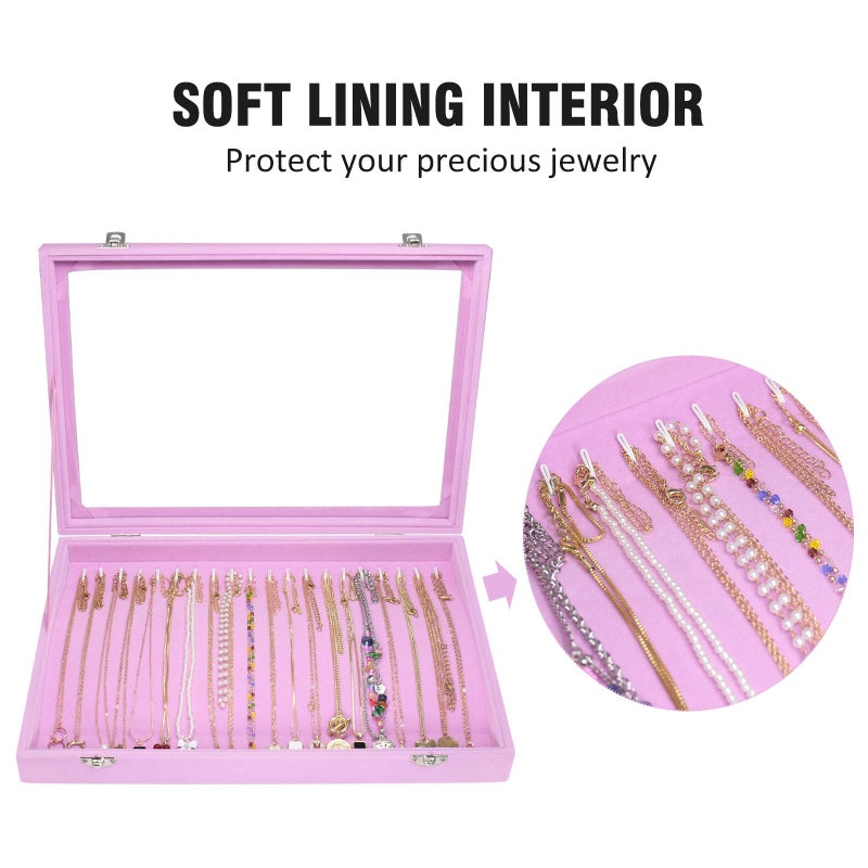 Vicoter Velvet Necklace Display Jewelry Tray 20 Hook Necklace Tray Necklace Pendant Jewelry Tray for Women and Girls - Image 3
