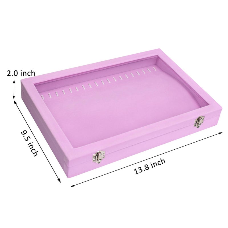 Vicoter Velvet Necklace Display Jewelry Tray 20 Hook Necklace Tray Necklace Pendant Jewelry Tray for Women and Girls - Image 2