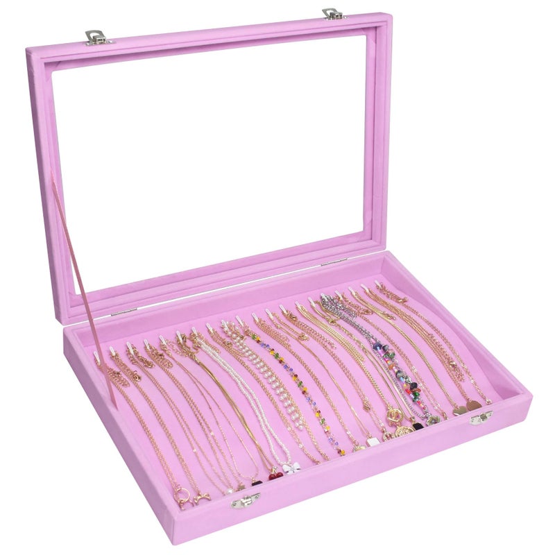 Vicoter Velvet Necklace Display Jewelry Tray 20 Hook Necklace Tray Necklace Pendant Jewelry Tray for Women and Girls - Image 1