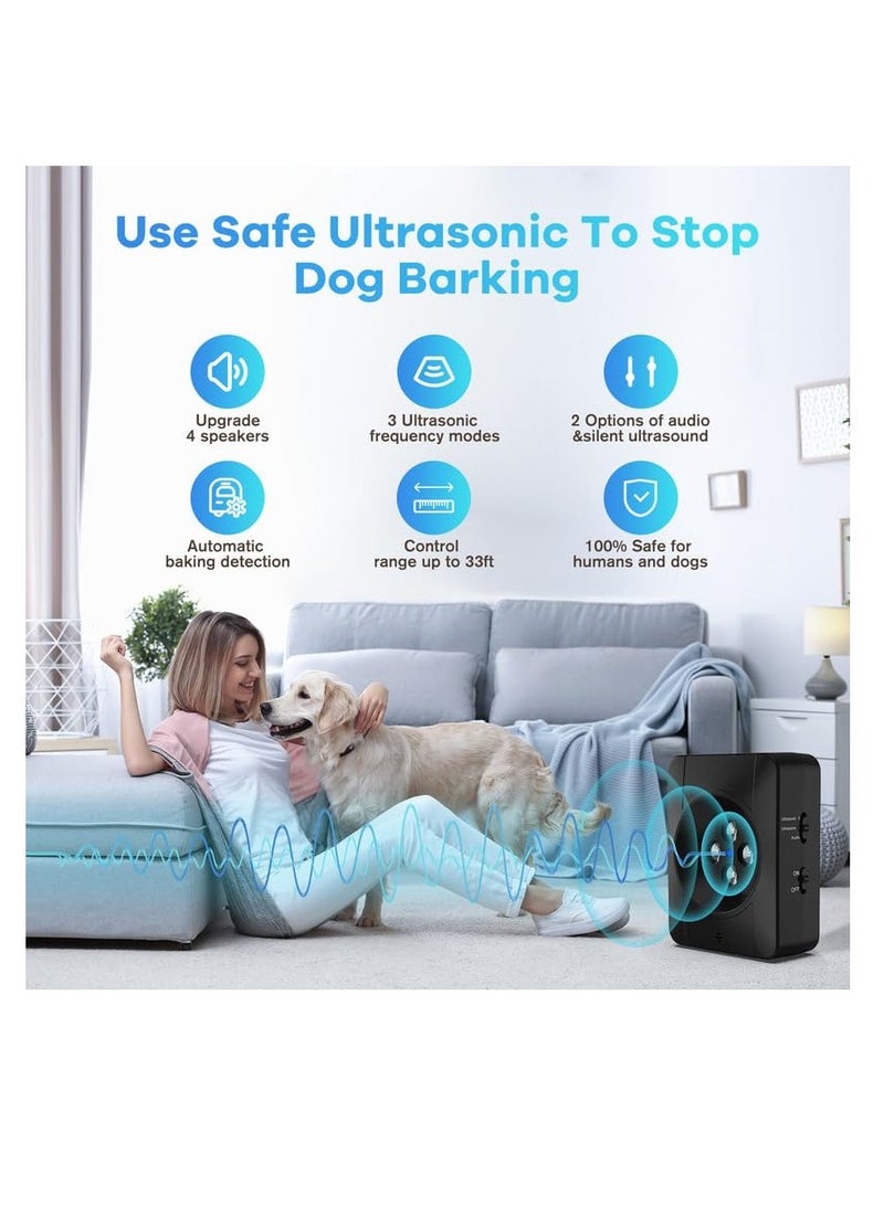Barking Control Devices, Ultrasonic Anti Barking Devices with 3 Modes, Dog Bark Deterrent Devices, Rechargeable & Waterproof Ultrasonic Stop Dog Barking, 33FT Range, Black - Image 2