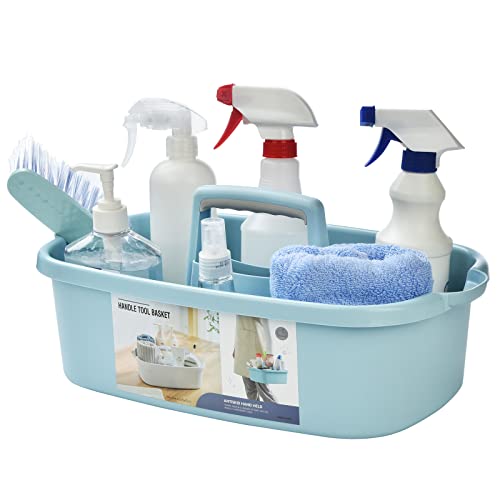 ALINK Large Plastic Shower Caddy Tote Portable Storage Caddy Basket Organizer with Handle for Dorm Bathroom Tool Garden Kitchen Cleaning Supplies  Blue