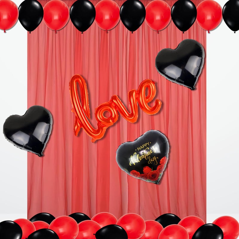 1iAM Valentine's Day Decoration Combo Pack of 36-1pc "love" Cursive Balloon, 1pc Red Net, 3pcs Heart & 30pcs Balloons & 1pc Glue Dots for Propose Day, Romantic Dinner, Surprise Party Decoration - Image 1