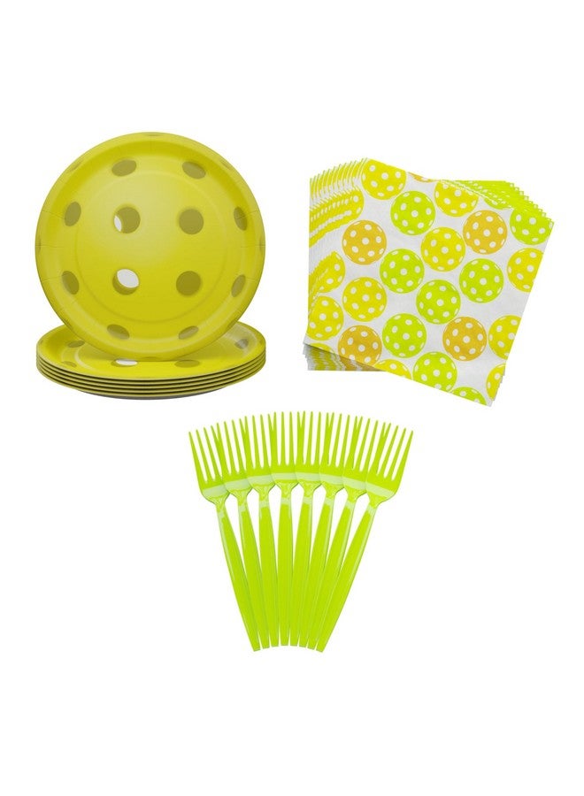 بلو أورتشدس لوازم حفلات Pickleball Value (60 قطعة لـ 16 ضيفًا) - ديكورات حفلات Pickleball، لوازم حفلات أعياد الميلاد وحفلات استقبال المولود ذات الطابع الرياضي، أطباق ومناديل ورقية يمكن التخلص منها - Image 1