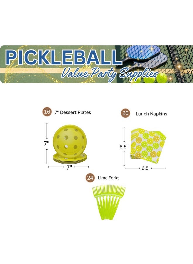 بلو أورتشدس لوازم حفلات Pickleball Value (60 قطعة لـ 16 ضيفًا) - ديكورات حفلات Pickleball، لوازم حفلات أعياد الميلاد وحفلات استقبال المولود ذات الطابع الرياضي، أطباق ومناديل ورقية يمكن التخلص منها - Image 2