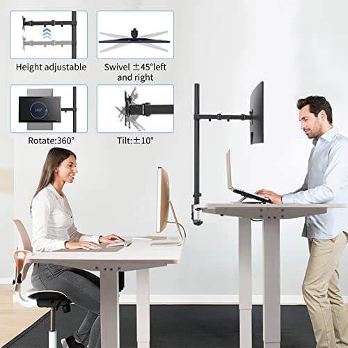 Pholiten Extra Tall Single Monitor Desk Mount Stand with 31.5inch Pole for 13 to 32 inch Screens,Fully Adjustable Monitor Arm Mount for Desk,Holds up to 22lbs - Image 3