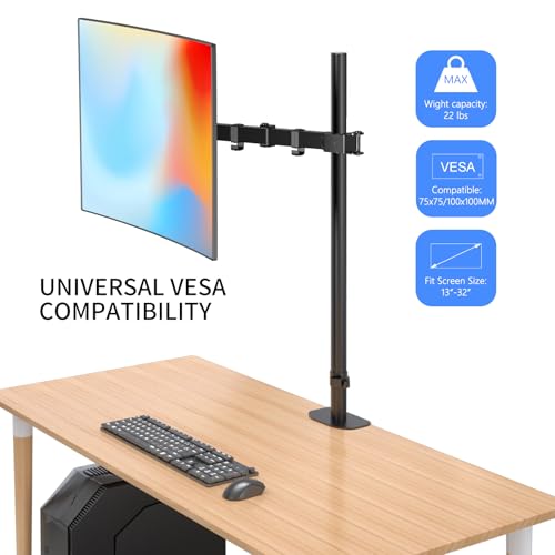 Pholiten Extra Tall Single Monitor Desk Mount Stand with 31.5inch Pole for 13 to 32 inch Screens,Fully Adjustable Monitor Arm Mount for Desk,Holds up to 22lbs - Image 2