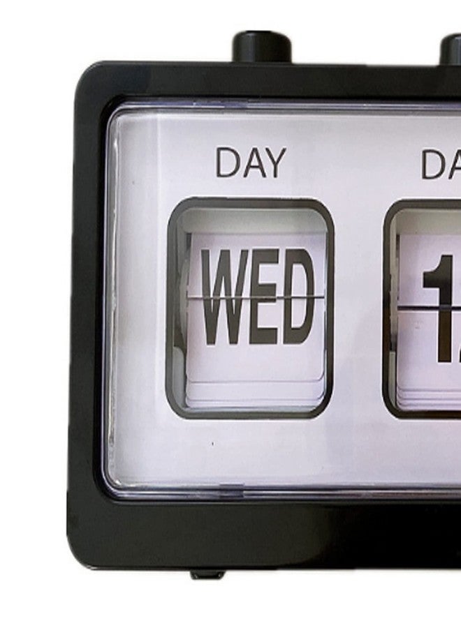 Fdit Manual Jump Calendar Alarm Clock, Manual Calendar Clock Table Stable for Office (Black) - Image 4