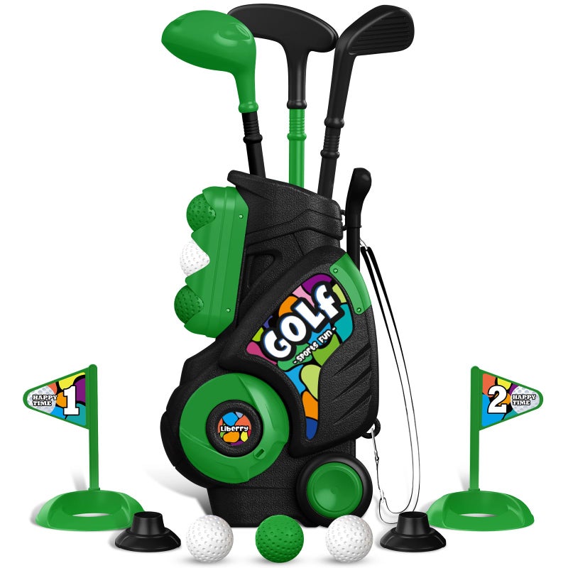 Liberry Toddler Golf Set For Boys Girls Age 2 3 4  Upgraded Kids Golf Cart With Shoulder Strap Design  Outdoor Indoor Sports Christmas Toys For Birthday Gift  Black - Image 1