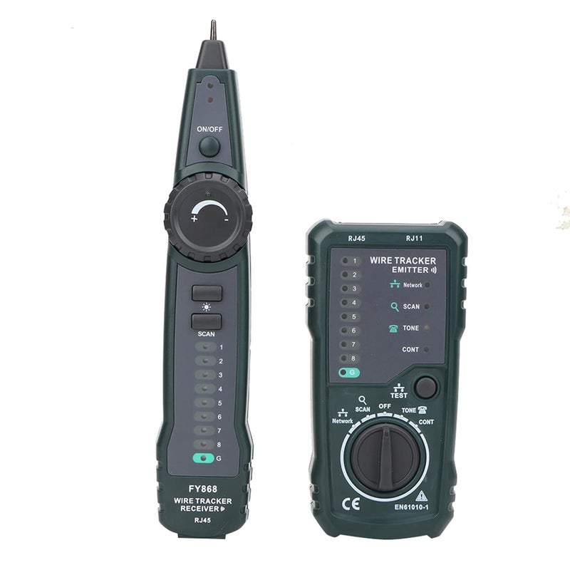 مجموعة اختبار كابل الشبكة المحترفة متعددة الوظائف لتتبع نغمة الأسلاك لكابلات RJ45 و RJ11 والإيثرنت وشبكة المنطقة المحلية والهاتف مع قياس المسافة - Image 2