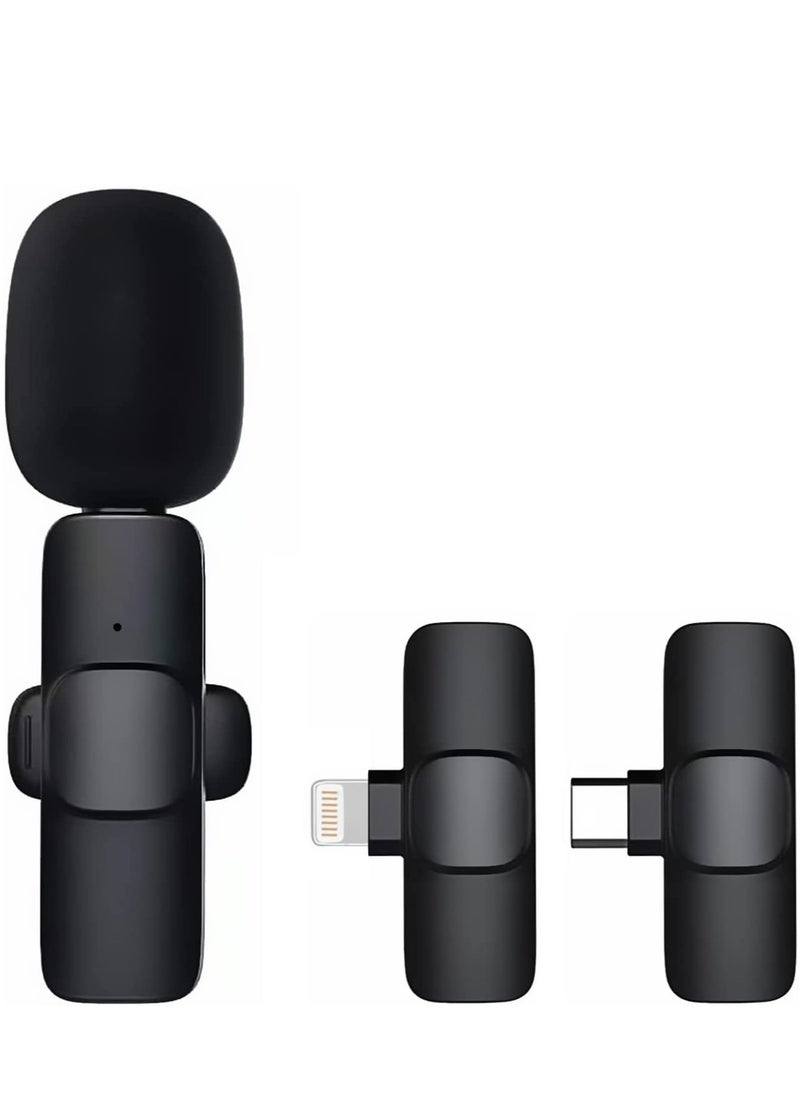 Generic 2 in 1 iphone or type-c Wireless Lavalier Microphone For IPhone, Plug Play, Portable Audio Video Recording Mic for Youtube, Live Stream, Vlog, Interview, Laptops PC  - Image 1