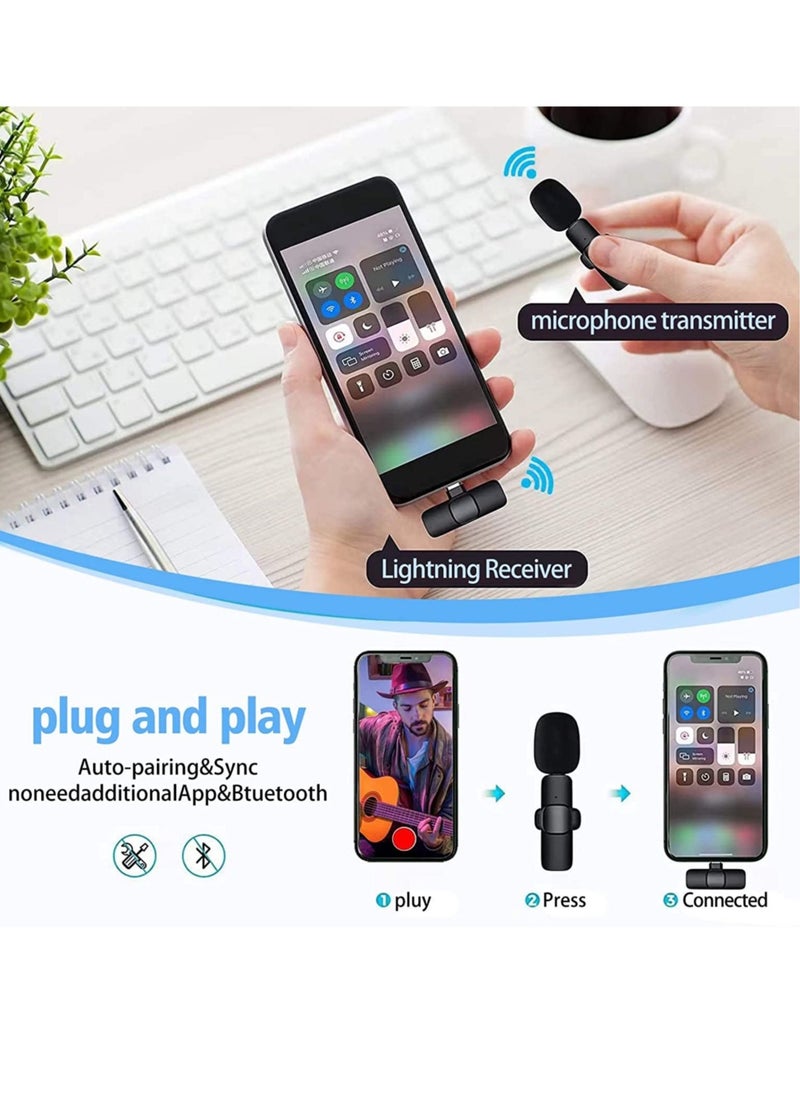 Generic 2 in 1 iphone or type-c Wireless Lavalier Microphone For IPhone, Plug Play, Portable Audio Video Recording Mic for Youtube, Live Stream, Vlog, Interview, Laptops PC  - Image 4