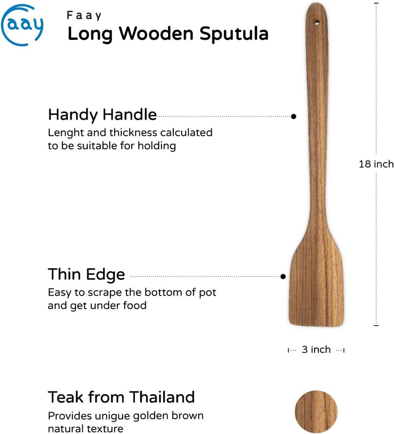 FAAY 18" Teak Long Wooden Spatula, Heavy Duty Stir Paddle for Cooking in Big Pot, Canning, Handcrafted from High Moist Resistance Teak, Wooden Spoon Flat for Brewing, Grill, Mixing, Stirring, Decor - Image 4