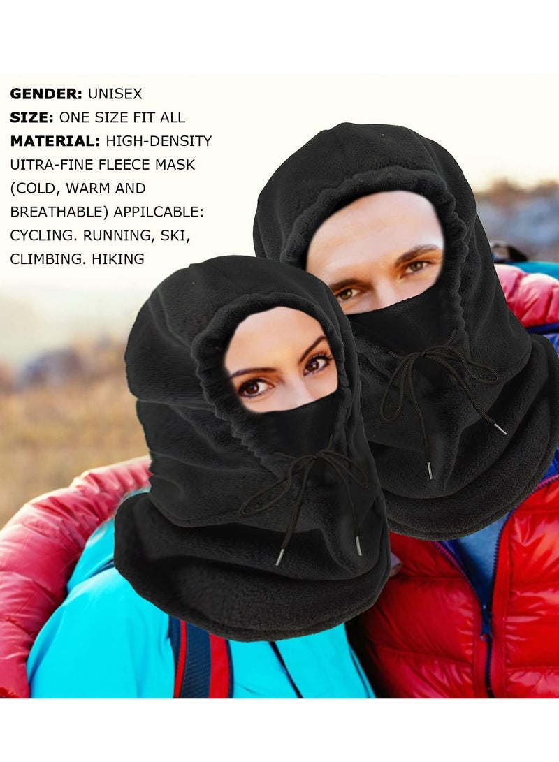 Excefore EXCEFORE Windproof Skimask, 2 Pcs Balaclava, Mask Hood Hat, Black Thermal Fleece Face Masks, Hat Snood, Neck Warmer, Ski Face Scarf Snood Thermal for Men Women, One Size, for Moto Ski Cycling - Image 5