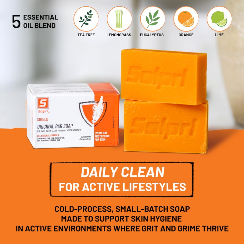 Solpri Shield Athletic Tea Tree Soap Bar with Lemongrass & Eucalyptus â€“ 4 oz (2 Pack) â€“ Cold-Process Soap Bar for Sweat, Odor & Itch-Prone Skin â€“ Made in USA - Image 2