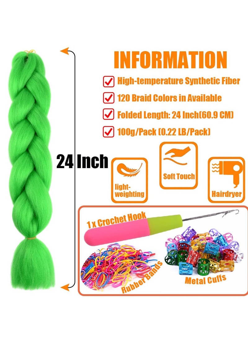 إستيل وصلات شعر أفريقية، وصلات شعر كروشيه تجديل شعر صناعي عالي الحرارة من الألياف الصناعية ياكي جامبو تجديل الشعر (أخضر، 3 قطع) - Image 3