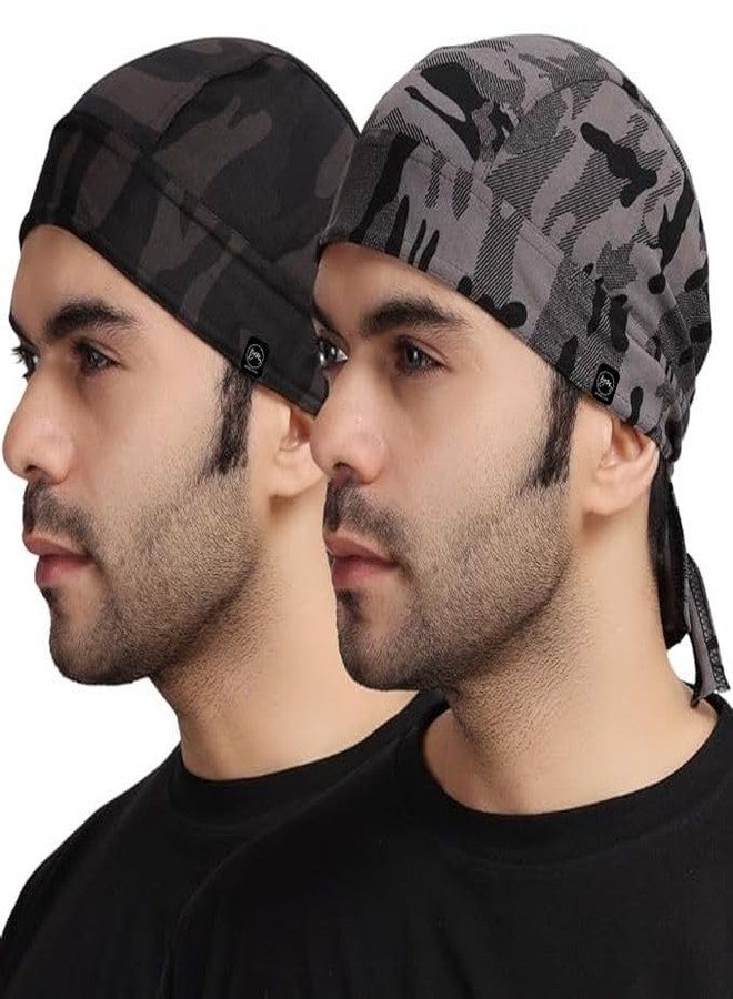 BISMAADH Unisex Spandex Patka Skull Cap Bandana/Fashionable Helmet Liner/Head Cap-Hard Hat Liner Sweat Cap - Cycling Cap - Pirate Bandana Army Print - Image 1