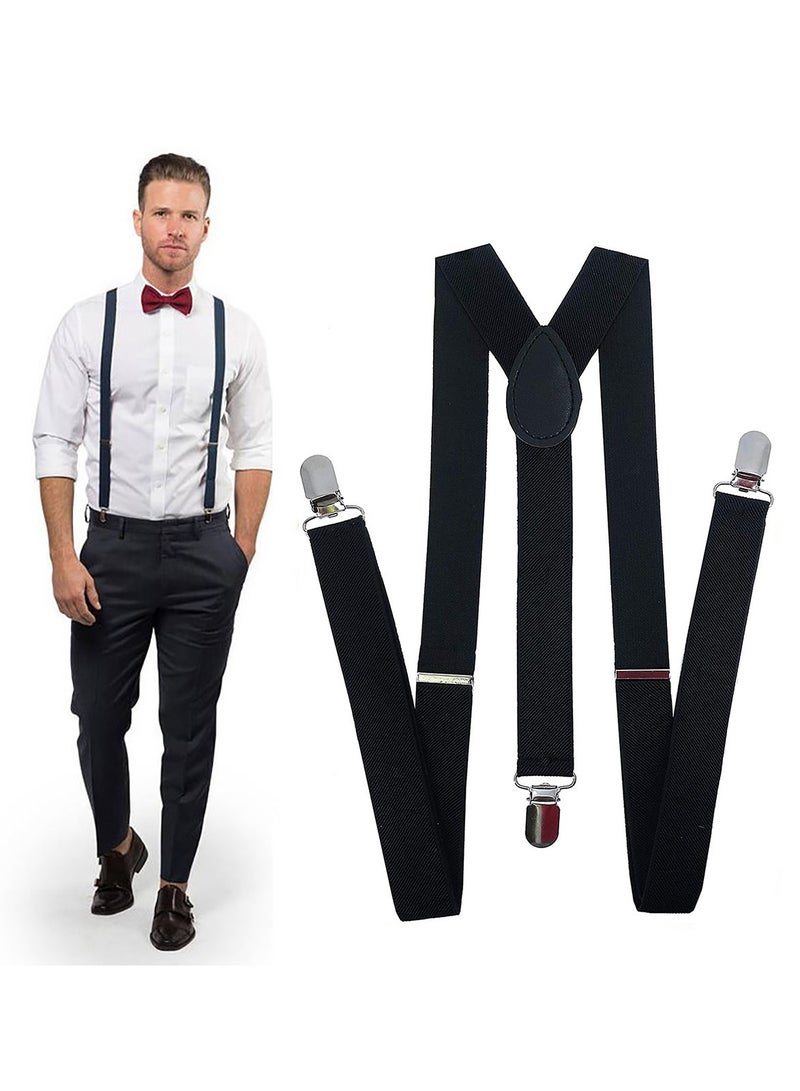Adjustable Suspenders for Men and Women Tuxedo Braces Bouncy Y Shaped Safe and Durable with Metal Clip Comfortable Unisex Can Be Matched with Jeans Suits Shorts Etc 1 Pcs Black - Image 1