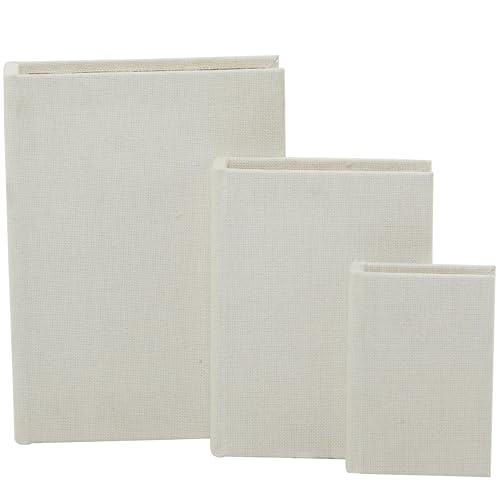 Deco 79 Linen Fabric Decorative Box Faux Storage Book Book Shaped Boxes, Set of 3 Decorative Keepsake Boxes 12", 9", 6"H, White - Image 2