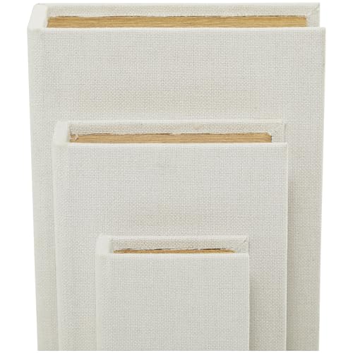 Deco 79 Linen Fabric Decorative Box Faux Storage Book Book Shaped Boxes, Set of 3 Decorative Keepsake Boxes 12", 9", 6"H, White - Image 4
