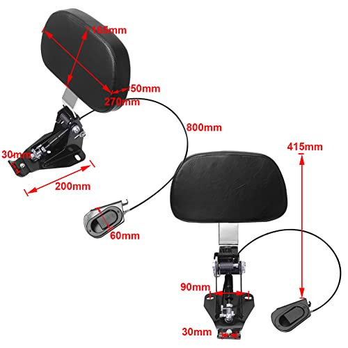H RUO Adjustable Driver Backrest with Pad Compatible with Harley Touring Road King Street Glide FLHR FLHX 2009-2023 2022 - Image 4