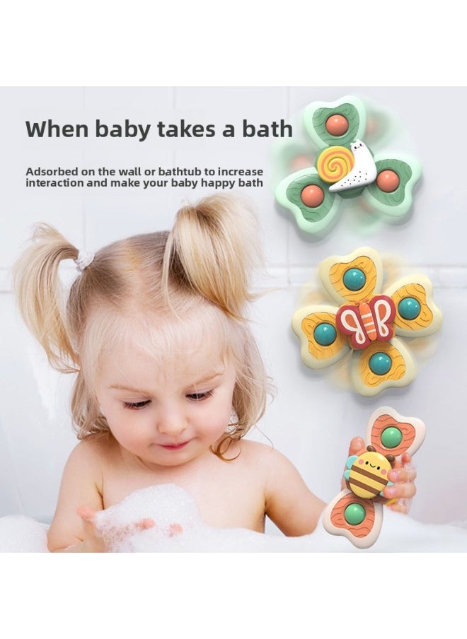 Generic - Table Game Toy Children's Top Cartoon Rotating Insects Flower Suction Cup Turning Happy Baby Can Bite-Color:Rotating Four-piece Set [bee + Snail + Butterfly Ladybug] Opp Bag-Specifications:None - Image 1