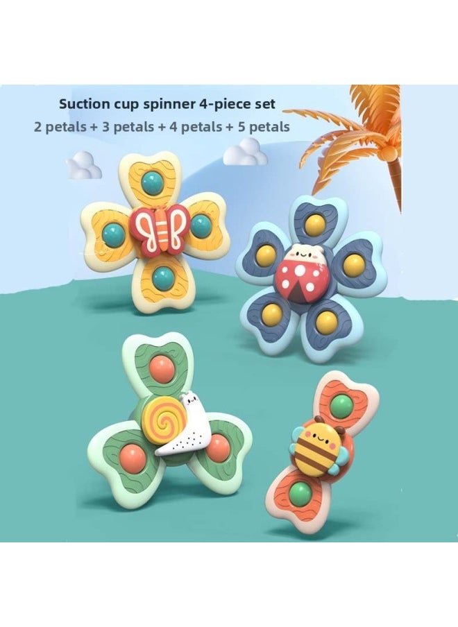 Generic - Table Game Toy Children's Top Cartoon Rotating Insects Flower Suction Cup Turning Happy Baby Can Bite-Color:Rotating Four-piece Set [bee + Snail + Butterfly Ladybug] Opp Bag-Specifications:None - Image 1