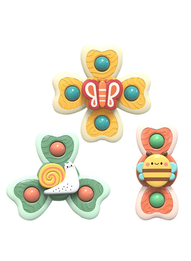 Generic - Table Game Toy Children's Top Cartoon Rotating Insects Flower Suction Cup Turning Happy Baby Can Bite-Color:Rotating Four-piece Set [bee + Snail + Butterfly Ladybug] Opp Bag-Specifications:None - Image 1