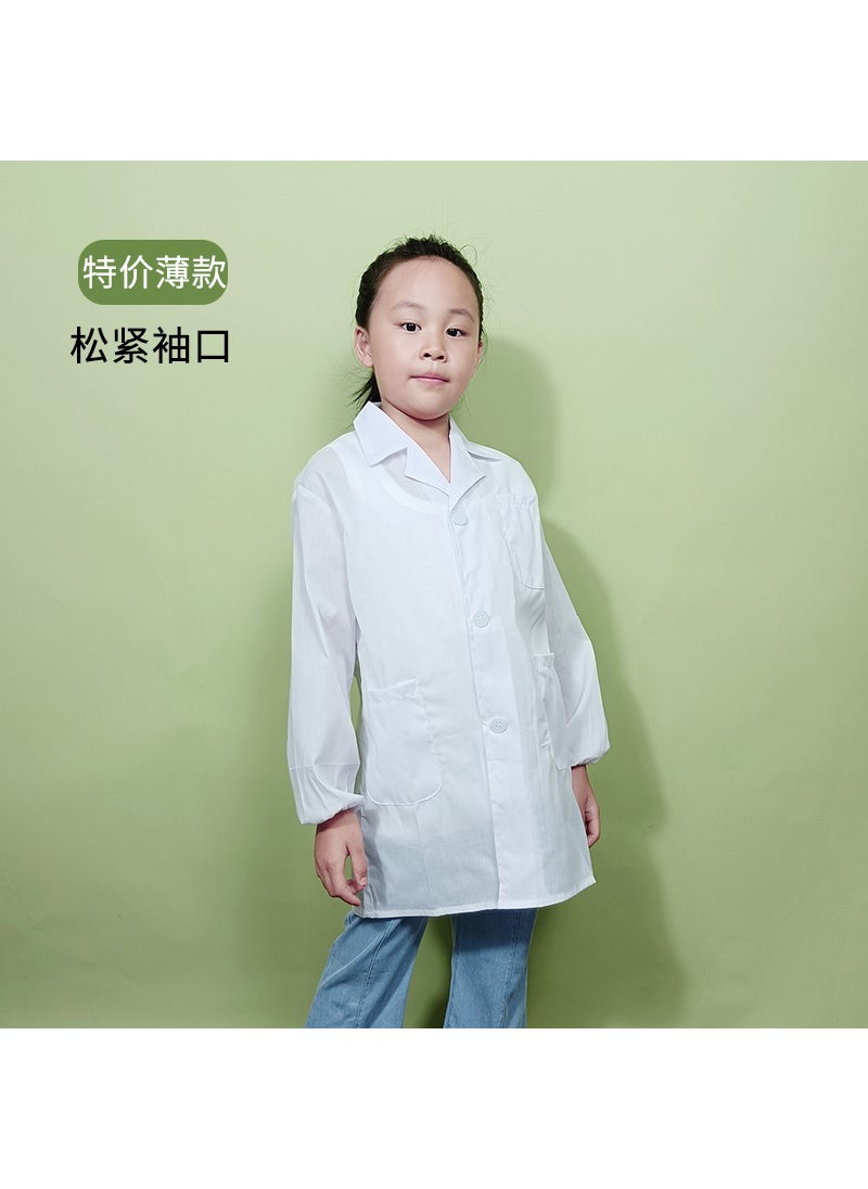 Generic Childrens White Coat Long Sleeve Work Clothes Laboratory Clothes logo Visiting Clothes White Long Gown Performance Clothes Special offer white elastic cuff ultra-thin 