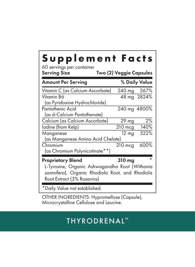 MICHAEL'S Health Naturopathic Programs Thyrodrenal - 120 Vegan Capsules - Supports Thyroid & Adrenal Health - with Vitamin C - 60 Servings - Image 2
