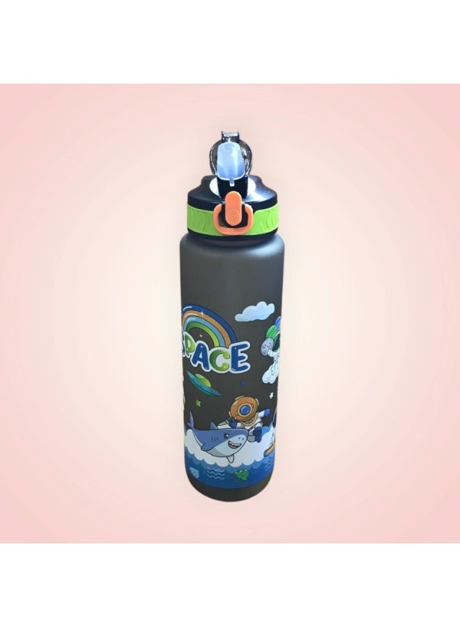 Astronaut-Themed Black Tinted Plastic Water Bottle – 1000ml Capacity – Stylish, Lightweight, and Perfect for Daily Use - Image 1