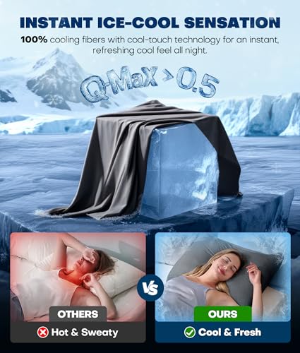 Rifens Ultra-Chill Cooling Pillowcase Set of 2 for Hot Sleepers, Softer Than Silk Pillow Cases for Protecting Hair & Skin, Breathable Bed Pillow Covers w/Zipper, Gifts for Women Men(Dark Gray, Queen) - Image 2