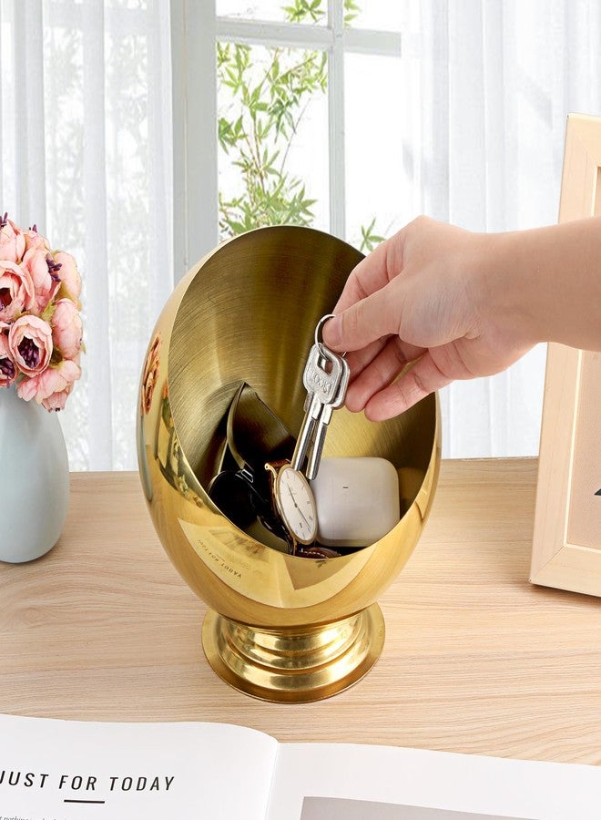 GUSHBIN Golden Key Bowl for Entryway Table Decorative Storage Dish Catch All Bowl for Fruit Coffee Pod Holder Centerpiece for Kitchen Home Decor - Image 2