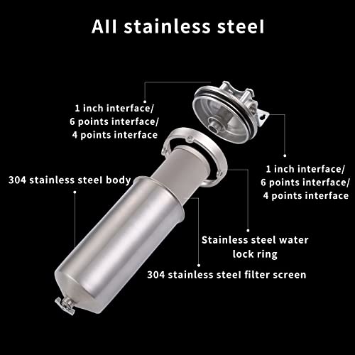 Amwater NSF/ANSI 42 Certification Jumbo Stainless Steel Filter Housing for 10”Length,4.5"OD Filter Cartridge, 1NPT Inlet and Outlet, Drain Valve Style C (Square Head) - Image 5