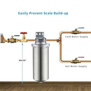 Amwater NSF/ANSI 42 Certification Jumbo Stainless Steel Filter Housing for 10”Length,4.5"OD Filter Cartridge, 1NPT Inlet and Outlet, Drain Valve Style C (Square Head) - Image 4