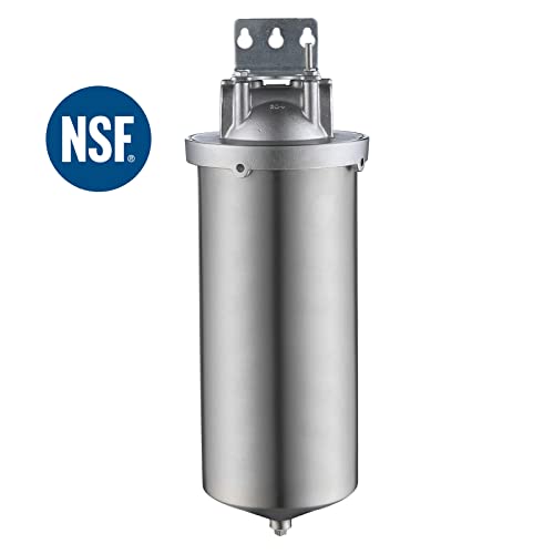 Amwater NSF/ANSI 42 Certification Jumbo Stainless Steel Filter Housing for 10”Length,4.5"OD Filter Cartridge, 1NPT Inlet and Outlet, Drain Valve Style C (Square Head) - Image 2