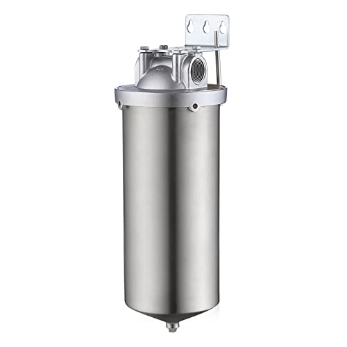 Amwater NSF/ANSI 42 Certification Jumbo Stainless Steel Filter Housing for 10”Length,4.5"OD Filter Cartridge, 1NPT Inlet and Outlet, Drain Valve Style C (Square Head) - Image 1