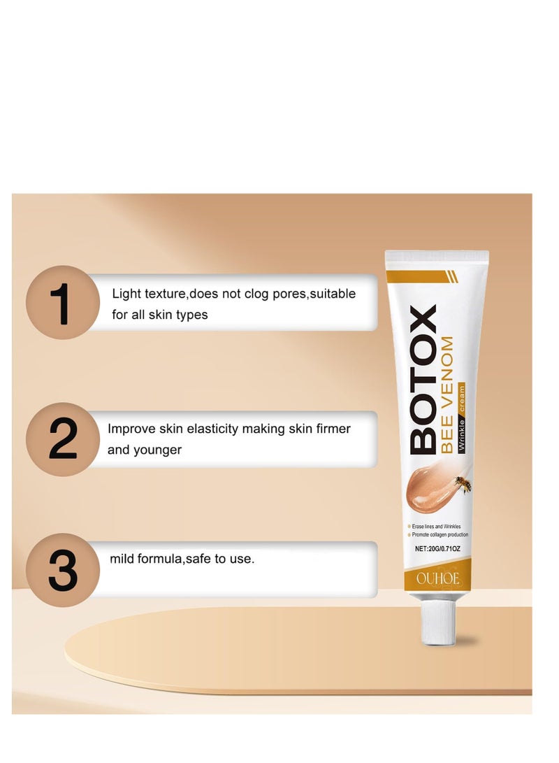 أوهو كريم بوتوكس لإزالة سم النحل لإزالة التجاعيد، كريم شد السم النحل المضاد للتجاعيد من بوتو-إكس، كريم سم النحل، مرطب لجميع أنواع البشرة، 20 جم/0.71 فل. اوقيه - Image 2