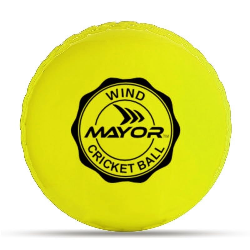 Mayor Cricket Wind Ball for Indoor & Outdoor Street Cricket Rubber Ball (Lime Green) - Image 1